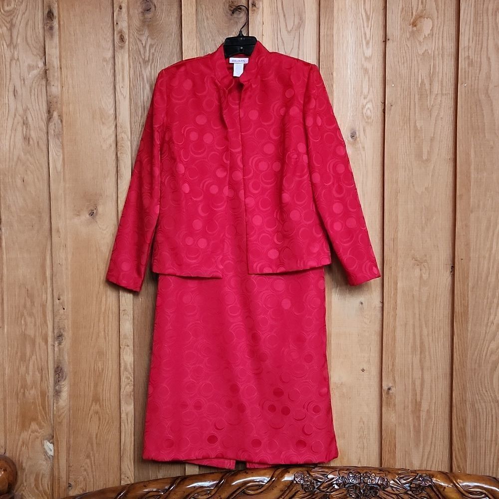 Blair Vintage Cocktail Holiday Party Maxi Dress & Blazer Set, Size 10, Red